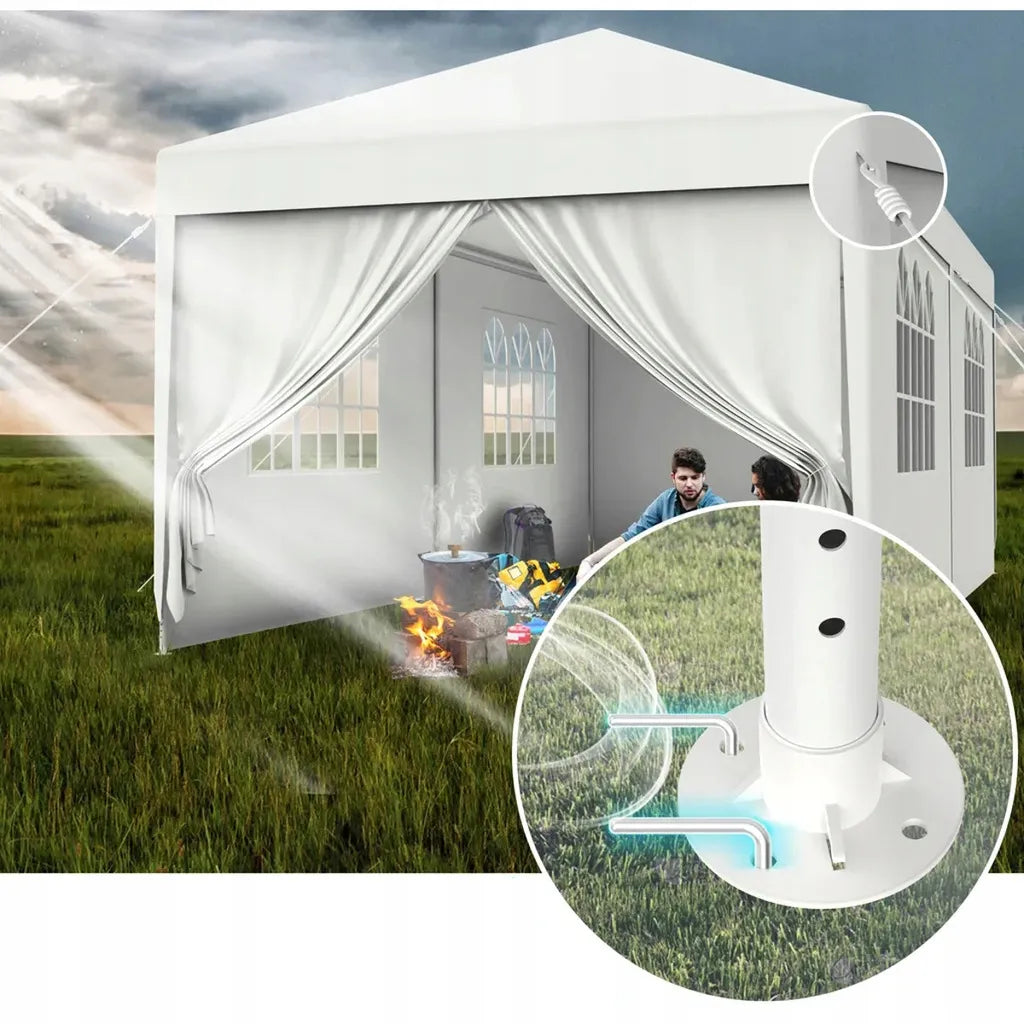 Sodo paviljono palapinė prekybai pavėsinė 300 x 300 cm 4 sienos langai užtrauktukas