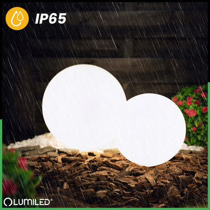 Sodo rutulio formos LED šviestuvas baltas E27 30 cm IP65 statomas laidinis 230V