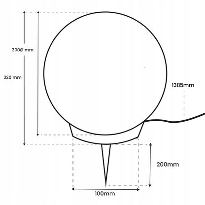 Sodo rutulio formos LED šviestuvas baltas E27 30 cm IP65 statomas laidinis 230V