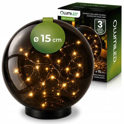 Sodo saulės LED šviestuvas kūgio formos 15 cm dūminio stiklo efektas