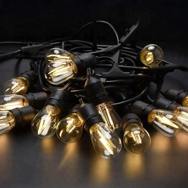 Sodo šviesos girlianda 20 m, 20x LED E27 lemputės, vandeniui atspari