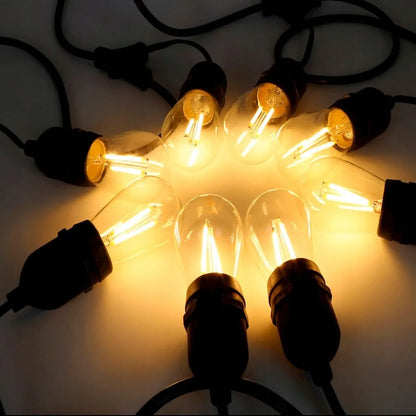 Sodo šviesos girlianda 20 m, 20x LED E27 lemputės, vandeniui atspari