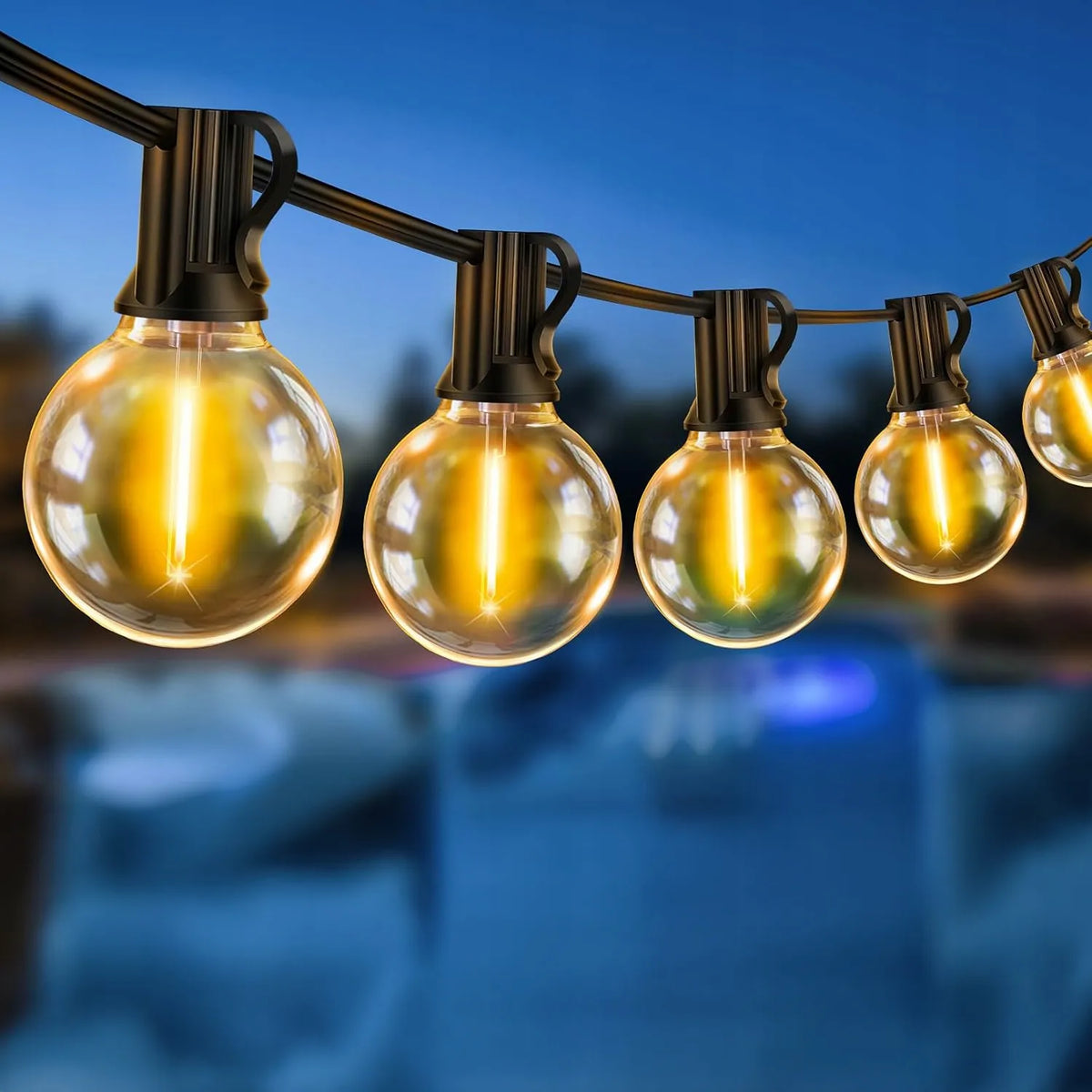 Sodo šviesų girlianda 20 m, 20 LED 1 W lempučių grandinė + nemokamai 2 x E12