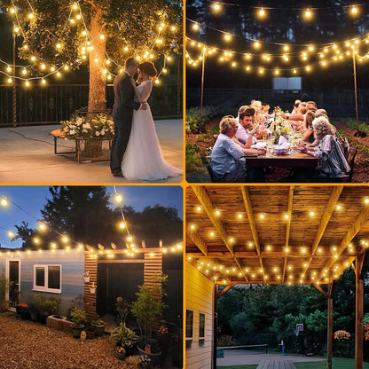 Sodo šviesų girlianda 20 m, 20 LED 1 W lempučių grandinė + nemokamai 2 x E12