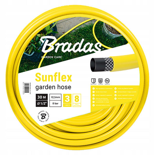 Sodo žarna BRADAS Sunflex 1/2 col. WMS1/230, 30 m, 3 sluoksnių, geltona