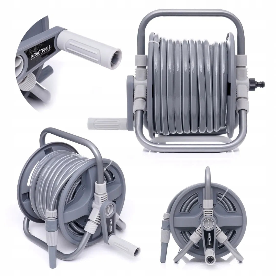 Sodo žarnos laikiklis su 40m + 2m žarna KRAFT&DELE KD2080 1/2" 3 sluoksnių UV atspari