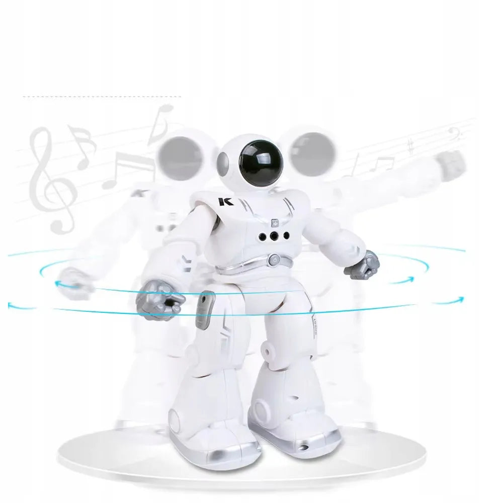 Šokantis nuotoliniu būdu valdomas robotas, valdymas gestais ir pulteliu, programavimas, LED