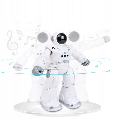 Šokantis nuotoliniu būdu valdomas robotas, valdymas gestais ir pulteliu, programavimas, LED