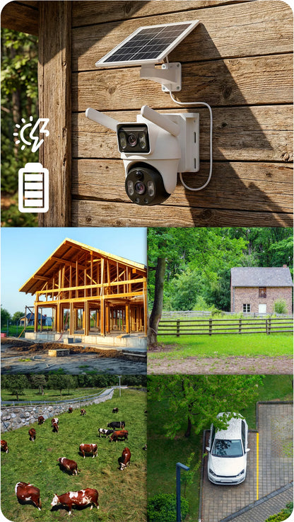 SOLIARINĖ pasukama kamera su 2 objektyvais V33 GSM LTE 4G AOV 6MPx dviguba
