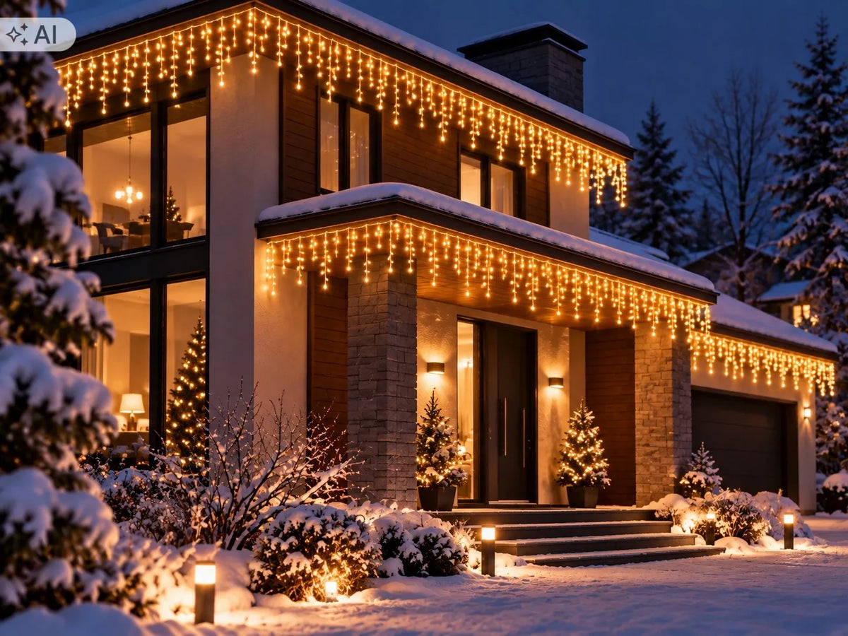 SOPLE 500 LED lauko šviesų užuolaida, IP44, šiltai balta ir šaltai balta mirksinti šviesa, 25 m