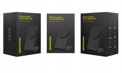 „Spacecase MagCharge WM2B“ belaidis „MagSafe“ įkroviklis, skirtas „iPhone“ ir „AirPods“, juodas