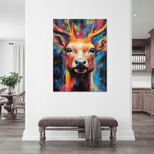 Spalvingas abstraktus elnio paveikslas ant drobės, 60 × 40 cm