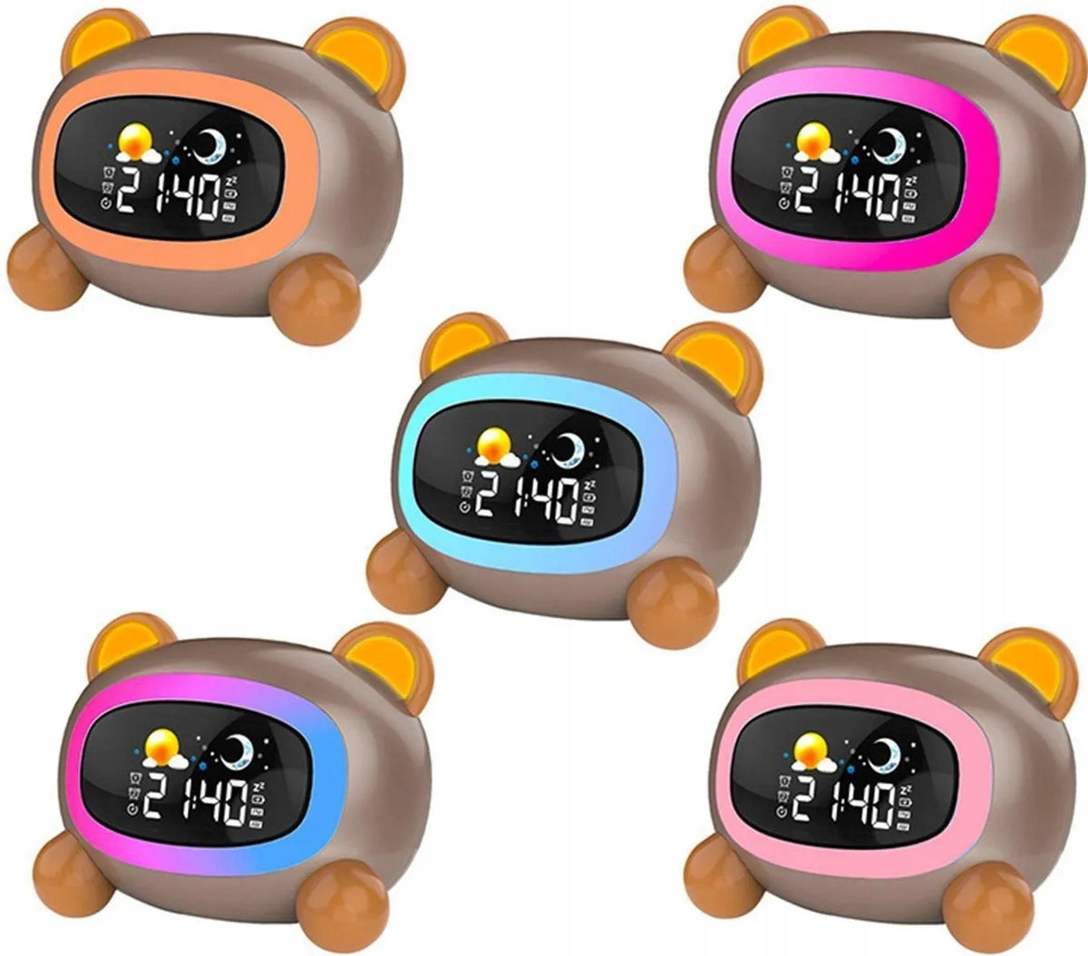 Spalvingas žadintuvas-šviestuvas LED RGB naktinė lempa vaikams Meškutis