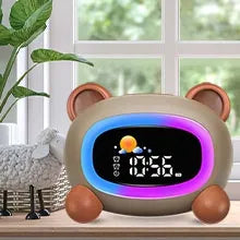 Spalvingas žadintuvas-šviestuvas LED RGB naktinė lempa vaikams Meškutis