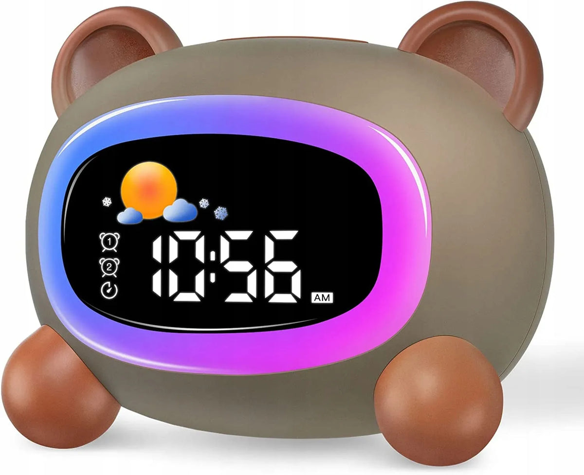 Spalvingas žadintuvas-šviestuvas LED RGB naktinė lempa vaikams Meškutis