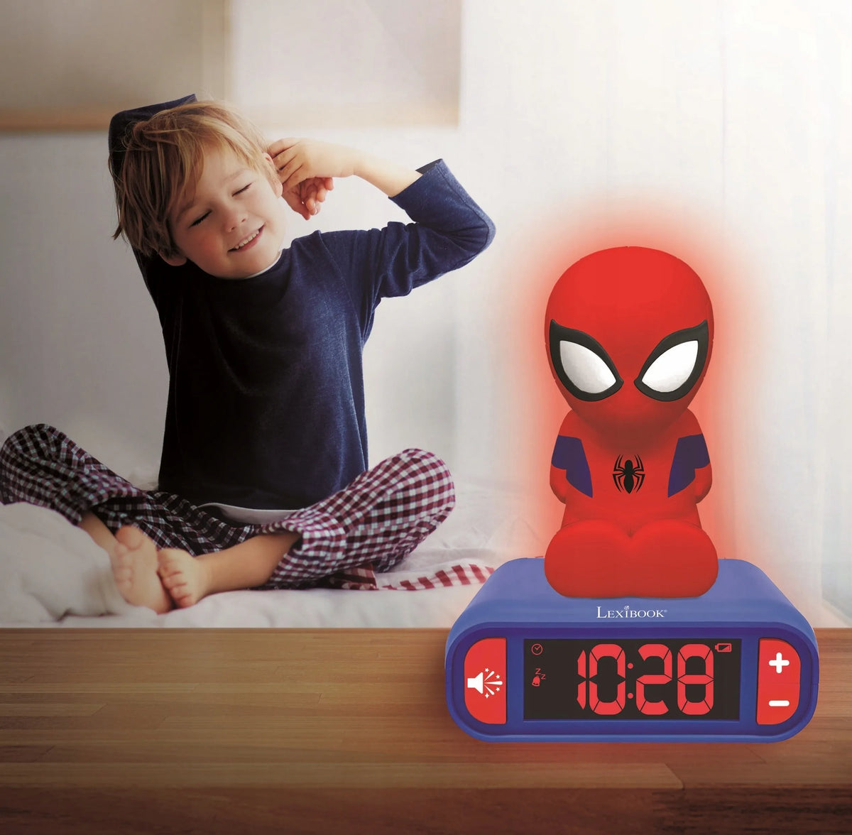 „Spider-Man“ žadintuvas su naktine lempute ir garso efektais