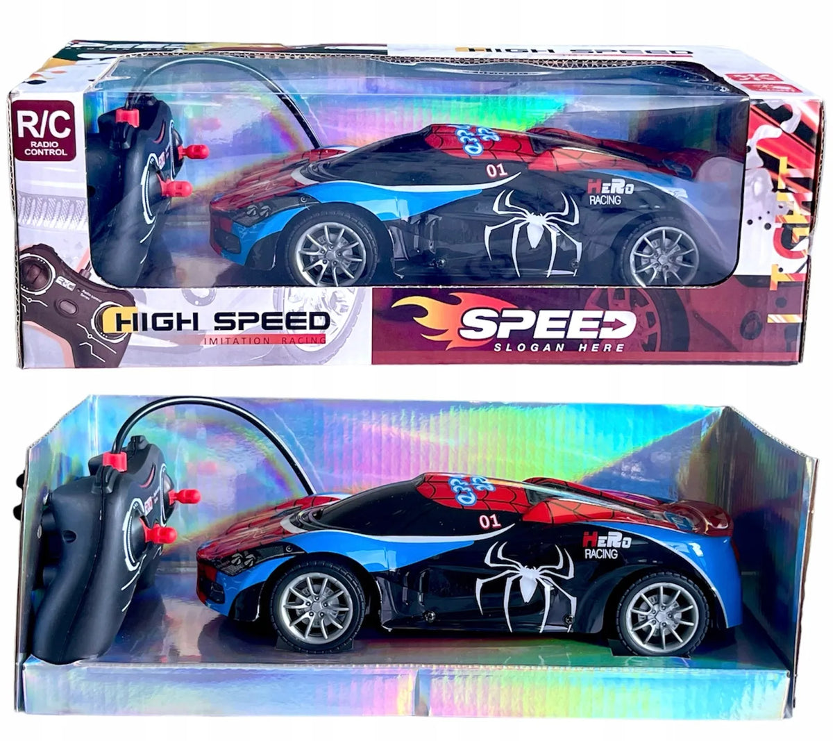 „Spider“ sportinis automobilis „Avengers“, nuotoliniu būdu valdomas, su šviesomis