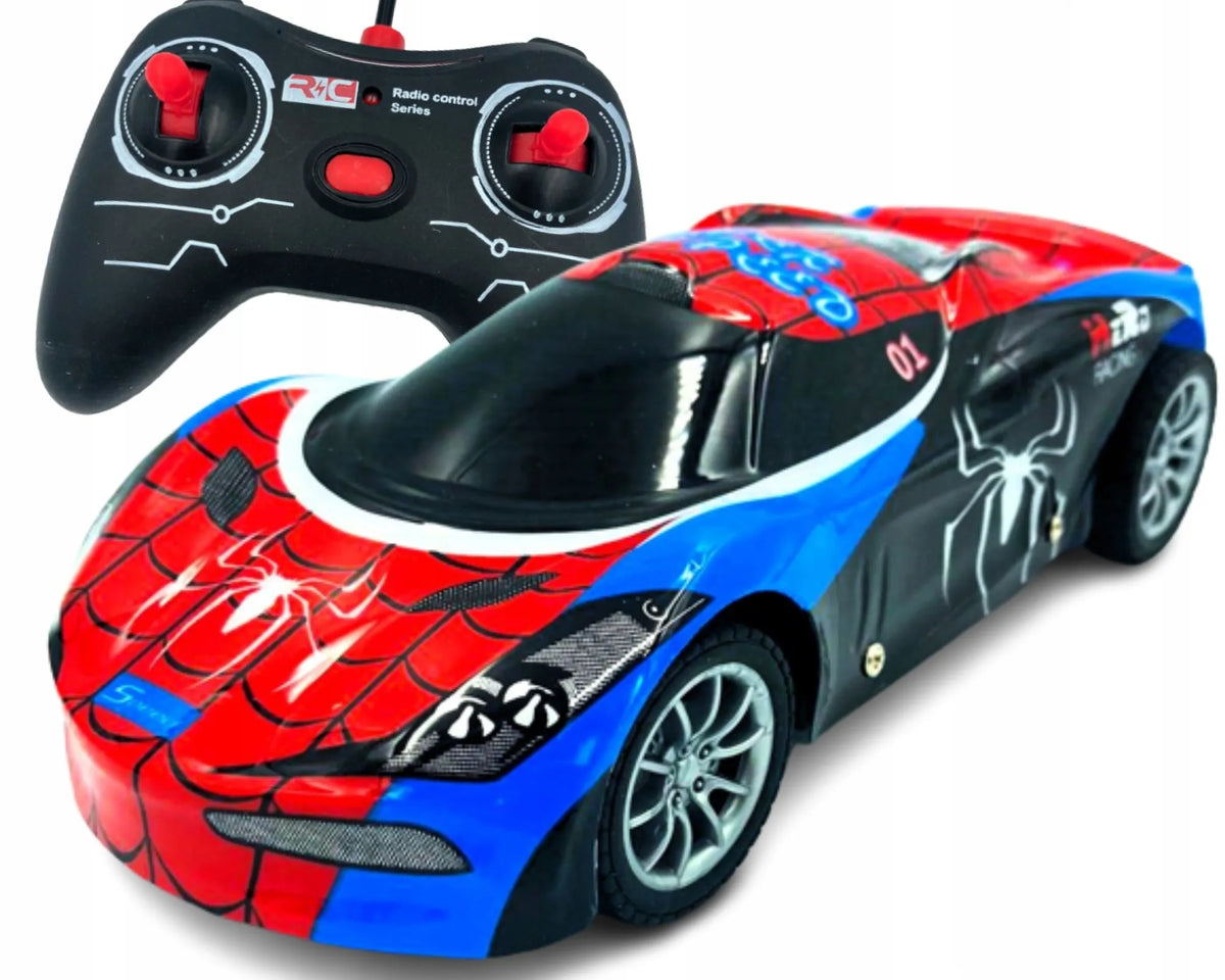 „Spider“ sportinis automobilis „Avengers“, nuotoliniu būdu valdomas, su šviesomis