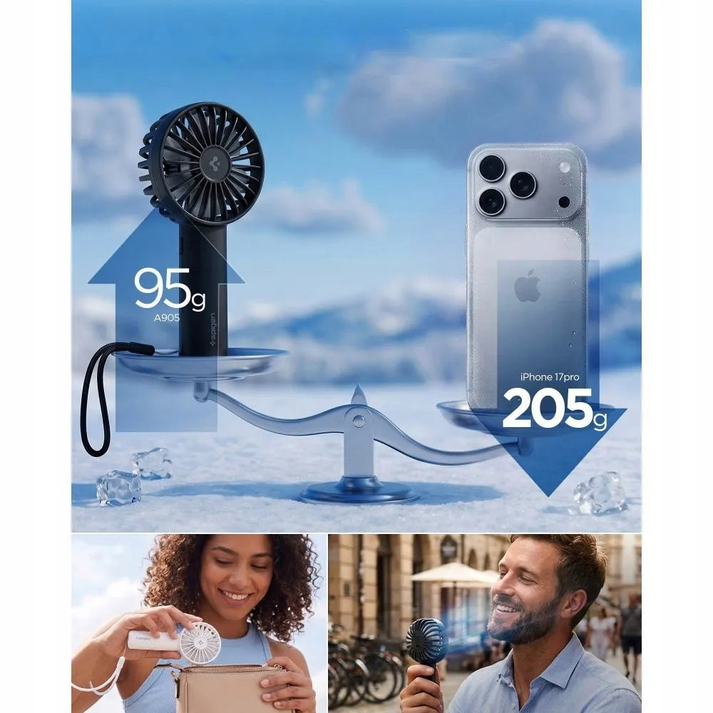 SPIGEN A905 Mini nešiojamas rankinis USB-C ventiliatorius, juodas