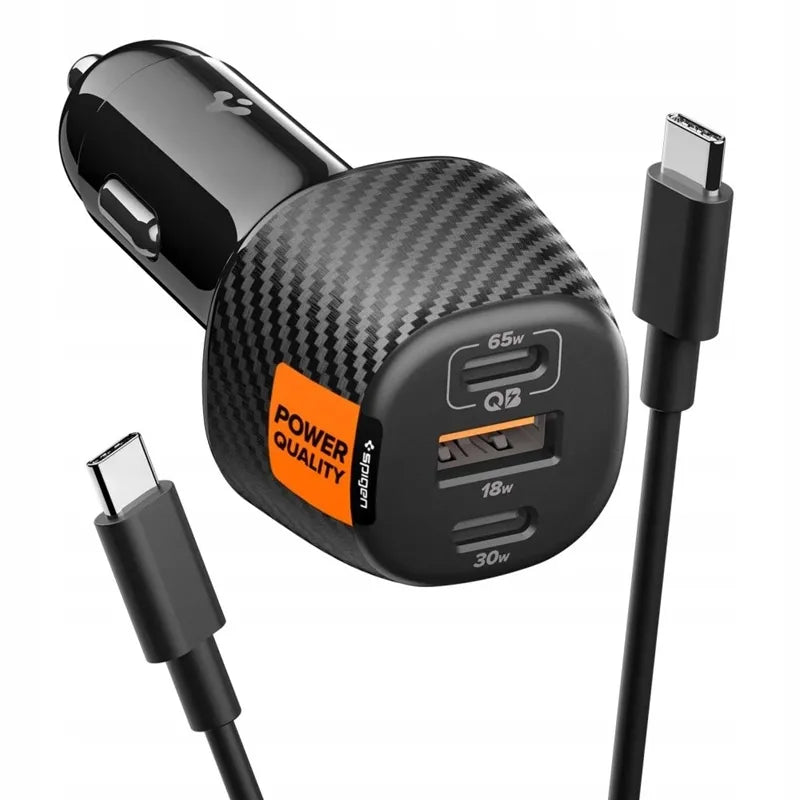 Spigen Essential EV1133 automobilinis įkroviklis 2x USB-C PD QC3.0 113W 1m