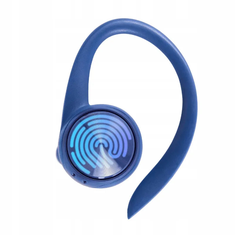 Sportinės belaidės „Bluetooth“ į ausis įstatomos ausinės „LEMON J92“ su įkrovimo dėklu ir išorinio akumuliatoriaus funkcija, mėlynos