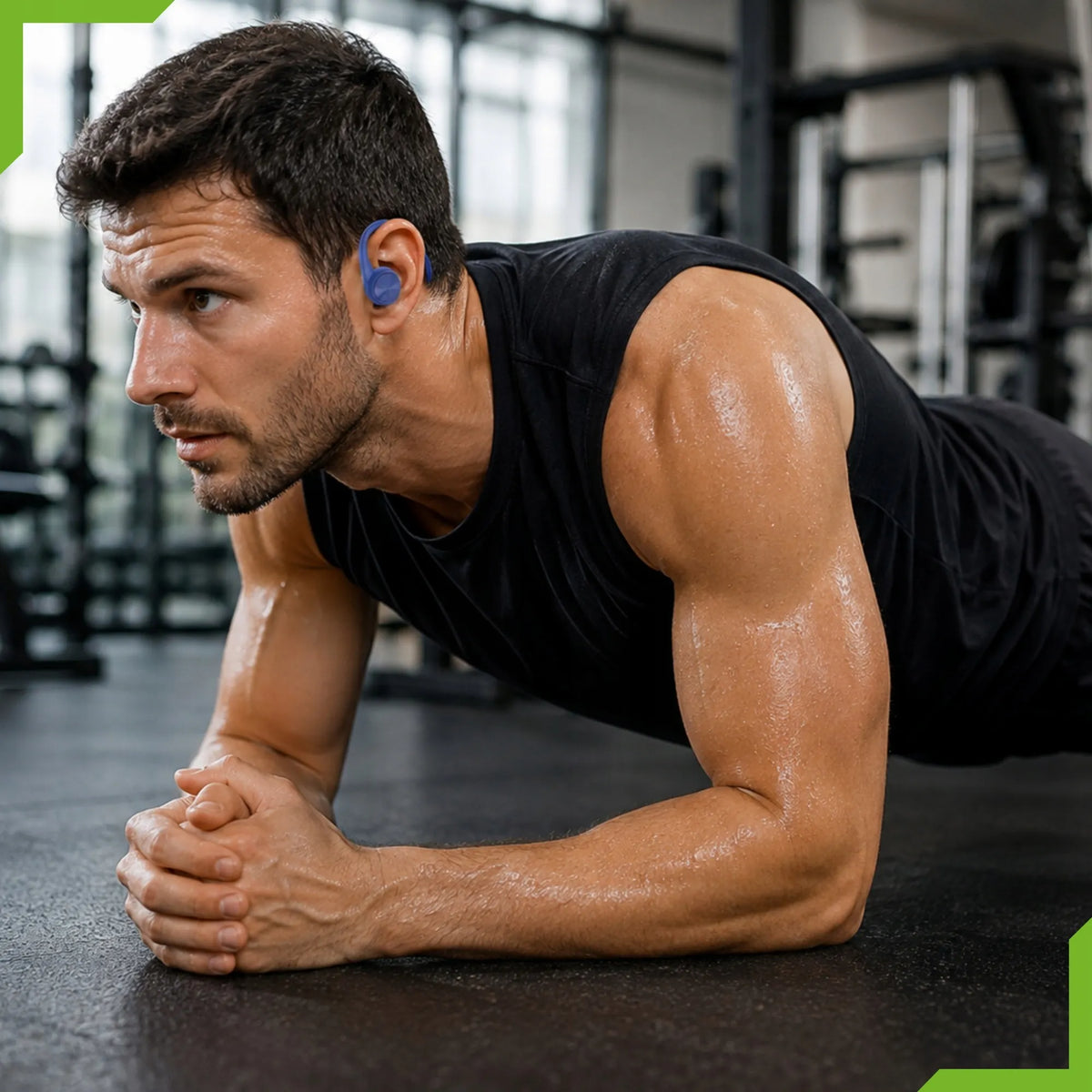 Sportinės belaidės „Bluetooth“ į ausis įstatomos ausinės „LEMON J92“ su įkrovimo dėklu ir išorinio akumuliatoriaus funkcija, mėlynos