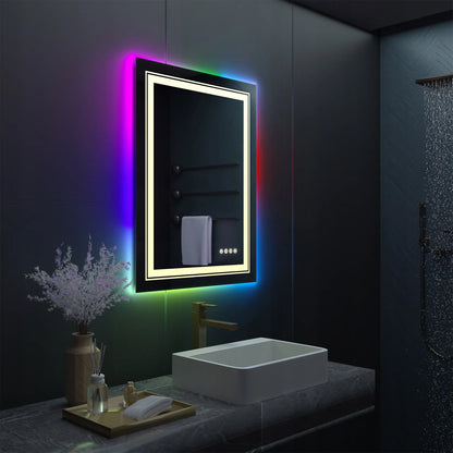 Stačiakampis LED vonios veidrodis su RGB apšvietimu 60x80cm