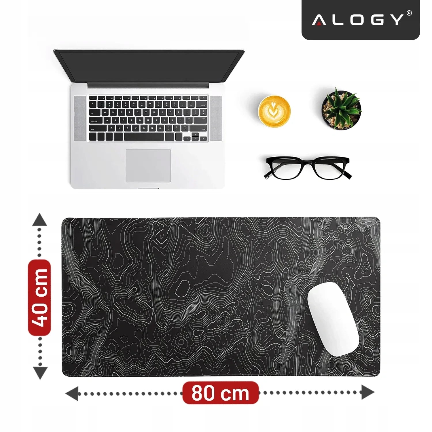 Stalinio kompiuterio kilimėlis „Alogy Line Texture XL“ 80x40 cm - neslystanti apsauginė matė