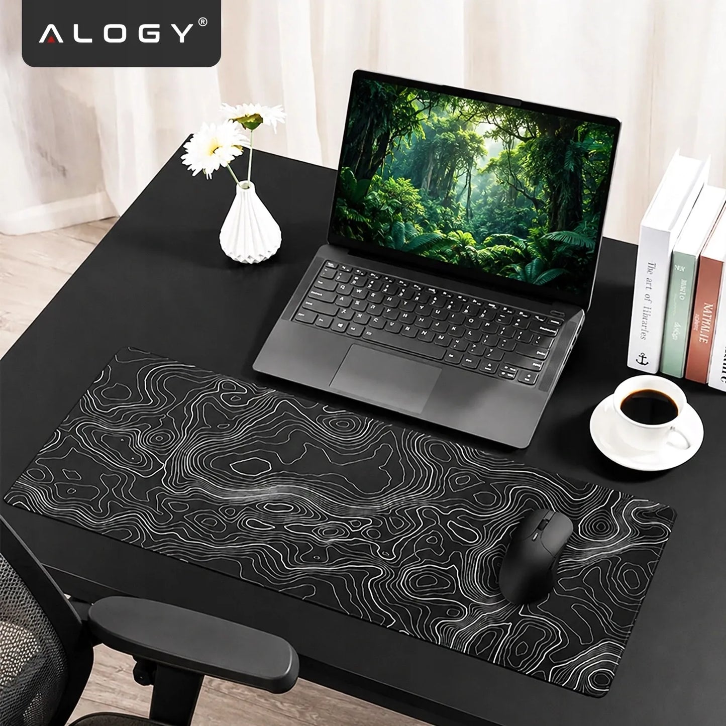 Stalinio kompiuterio kilimėlis „Alogy Line Texture XL“ 80x40 cm - neslystanti apsauginė matė