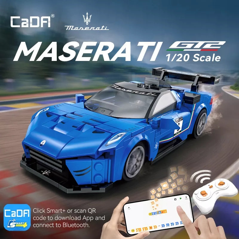 Statybiniai blokeliai CADA MASERATI, sportinis automobilis, 320 elementų, valdomas nuotoliniu būdu RC