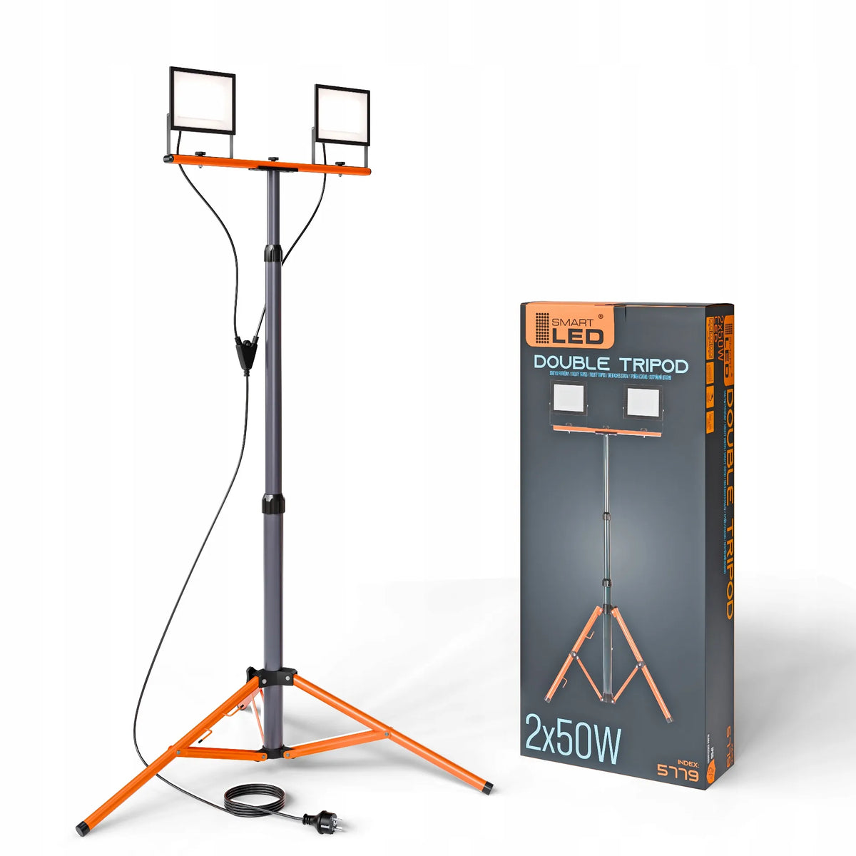 Statyvinis LED prožektorius su stovu 2x 50W 11000lm