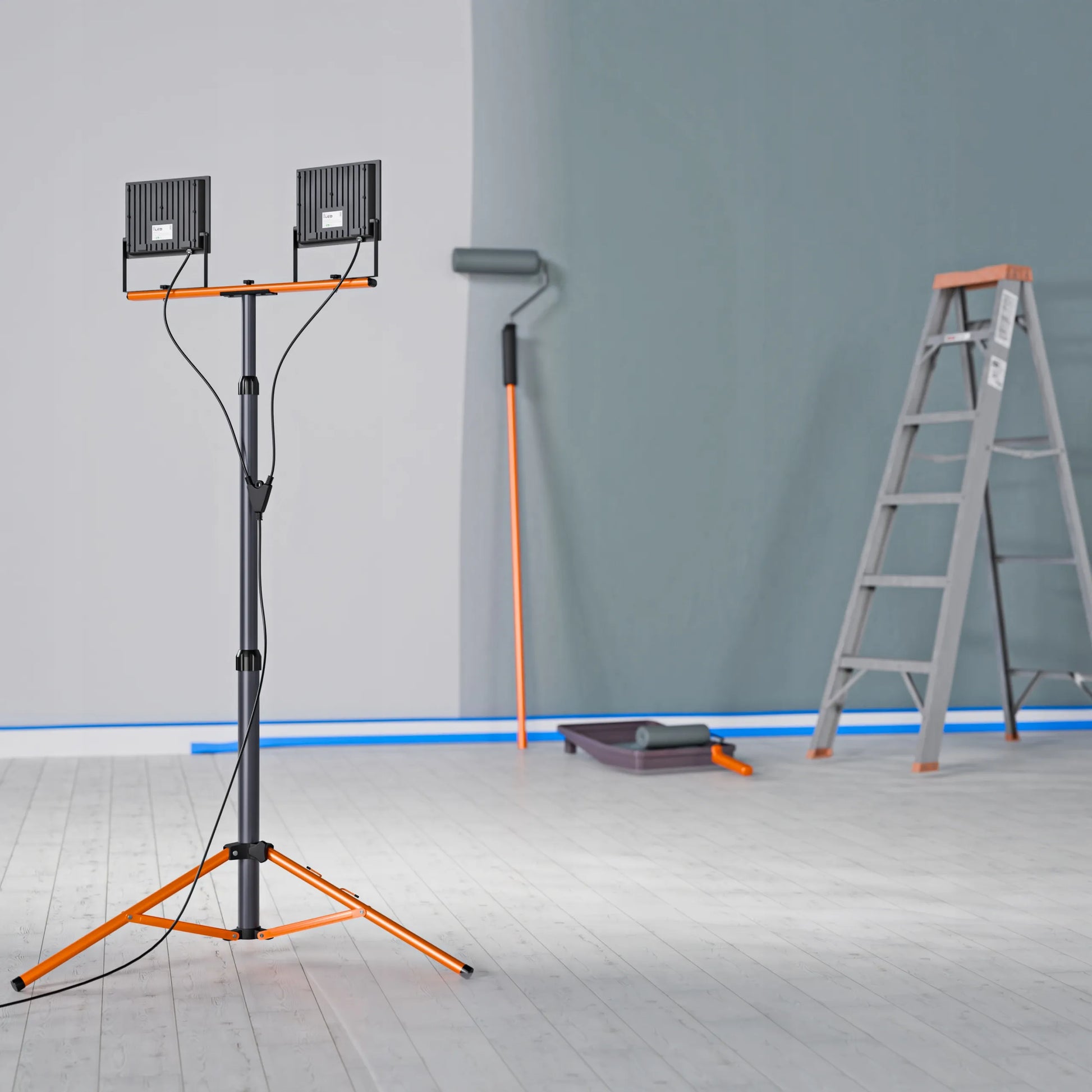 Statyvinis LED prožektorius su stovu 2x 50W 11000lm
