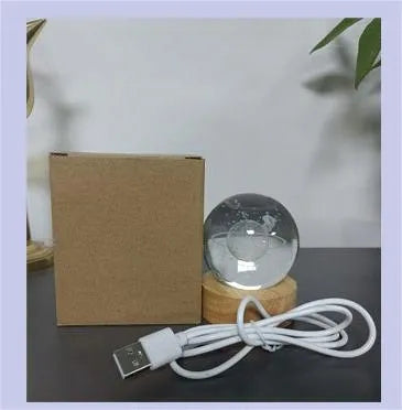 Stiklinė 3D naktinė LED lemputė vaikams, 6 cm, USB, elniukas