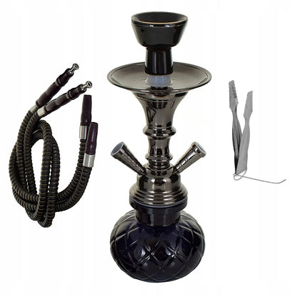 Stiklinis kaljanas / „Shisha“ su 2 žarnomis, juodas – BLACK, 28 cm