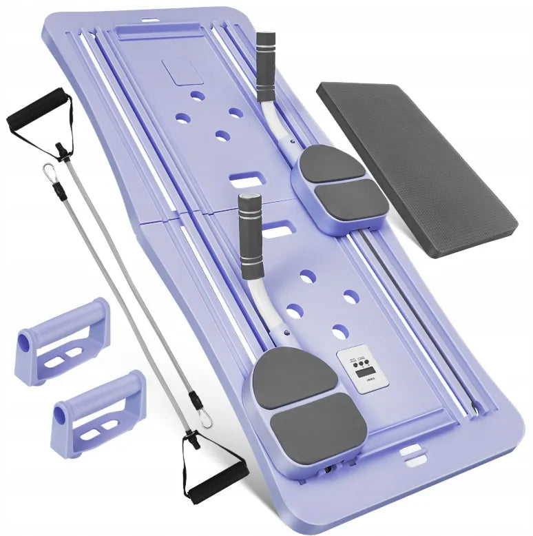 Sulankstoma „Pilates Reformer“ treniruočių lenta namams su LED laikmačiu