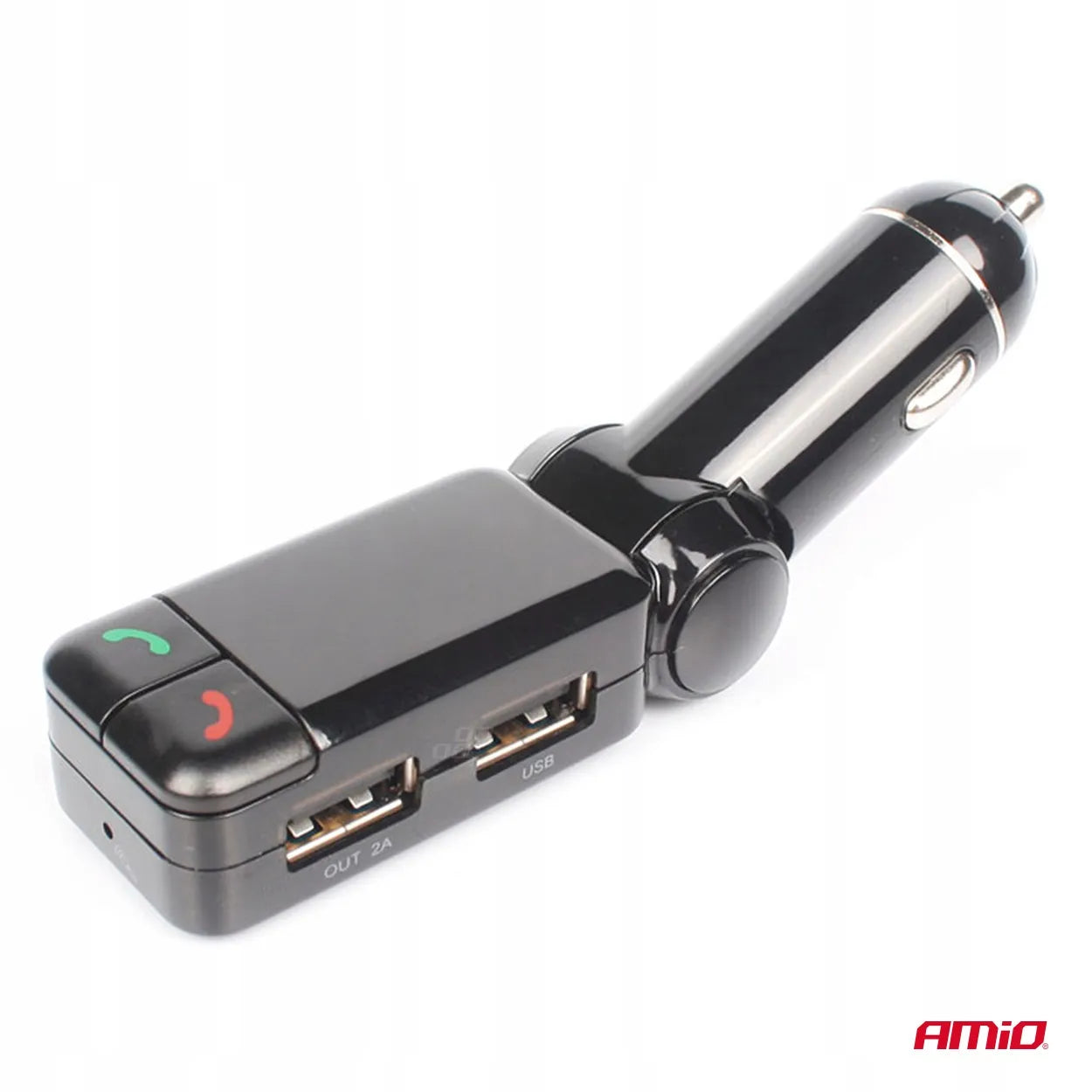 Sulankstomas FM automobilinis siųstuvas 2×USB-A 12V 24V AMIO-04650