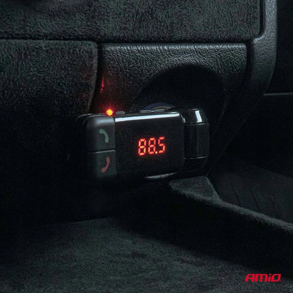Sulankstomas FM automobilinis siųstuvas 2×USB-A 12V 24V AMIO-04650