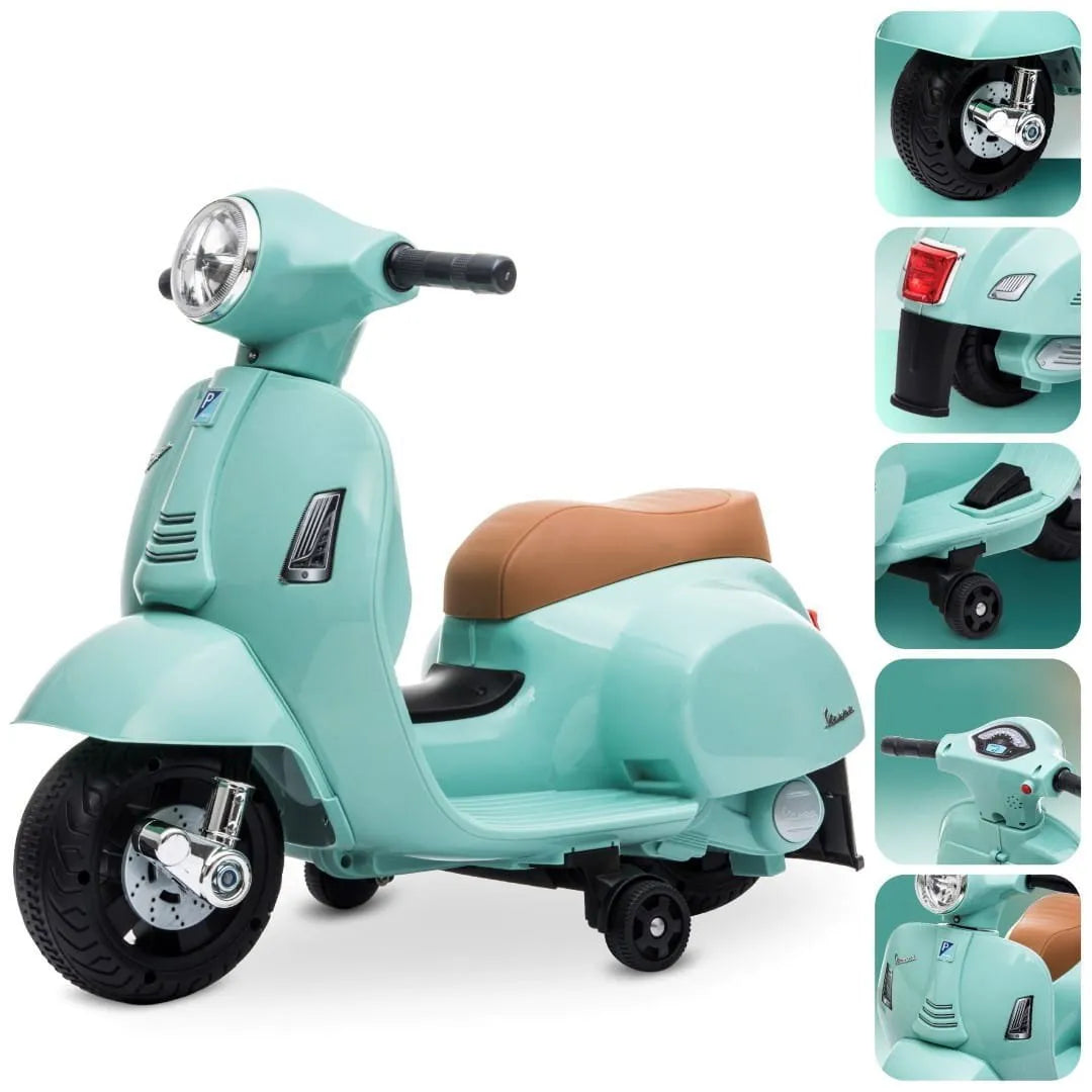 „Sun Baby“ akumuliatorinis vaikiškas motociklas „Vespa“ MINI, mėtų spalvos