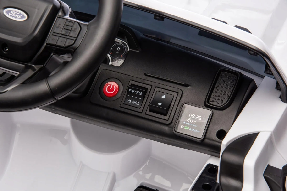 „Sun Baby“ elektrinis automobilis vaikams „Ford Raptor“ SUV, su nuotolinio valdymo pulteliu ir LED žibintais, baltas