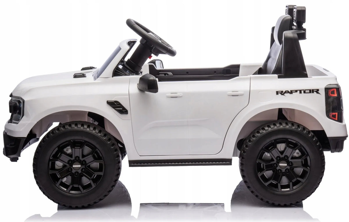 „Sun Baby“ elektrinis automobilis vaikams „Ford Raptor“ SUV, su nuotolinio valdymo pulteliu ir LED žibintais, baltas