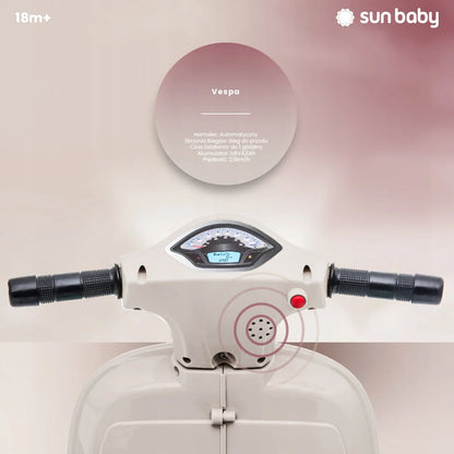 „Sun Baby“ elektrinis vaikiškas „Vespa“ paspirtukas-važiuoklė, kreminės spalvos