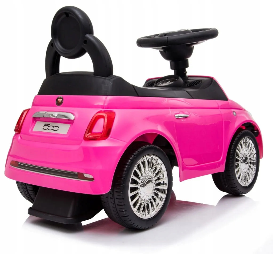 „Sun Baby Fiat 500“ automobilis-juduoklis su atlošu, daiktadėže ir garsais, rožinis