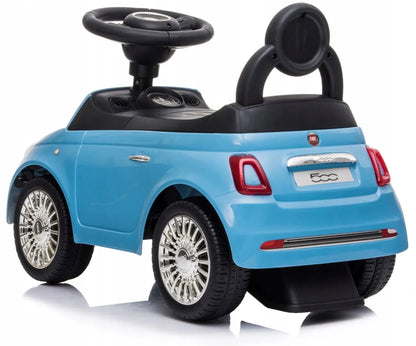 „Sun Baby“ „Fiat 500“ paspirtukas-automobilis, vaikštynė su daiktadėže, mėlynas