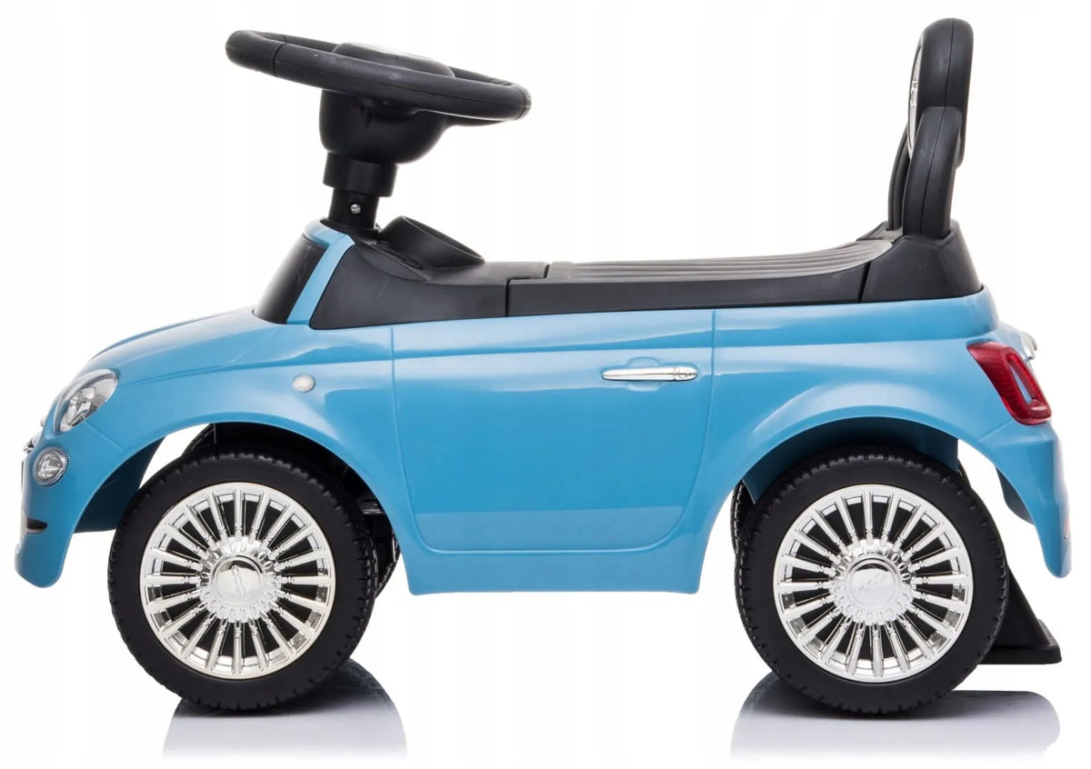 „Sun Baby“ „Fiat 500“ paspirtukas-automobilis, vaikštynė su daiktadėže, mėlynas