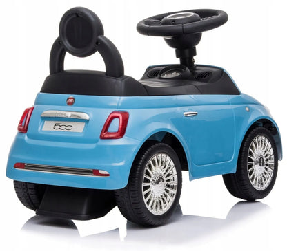 „Sun Baby“ „Fiat 500“ paspirtukas-automobilis, vaikštynė su daiktadėže, mėlynas