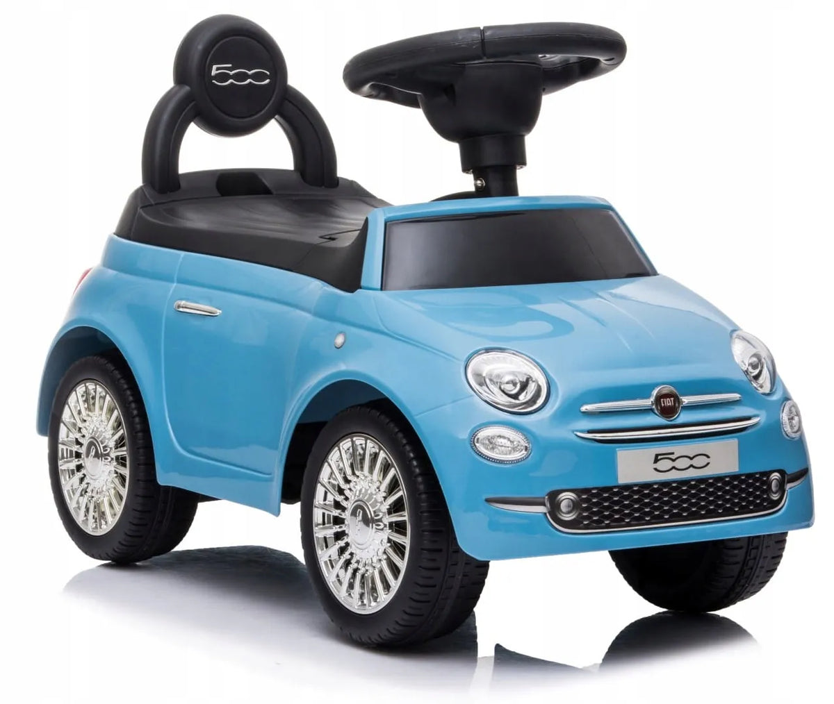 „Sun Baby“ „Fiat 500“ paspirtukas-automobilis, vaikštynė su daiktadėže, mėlynas