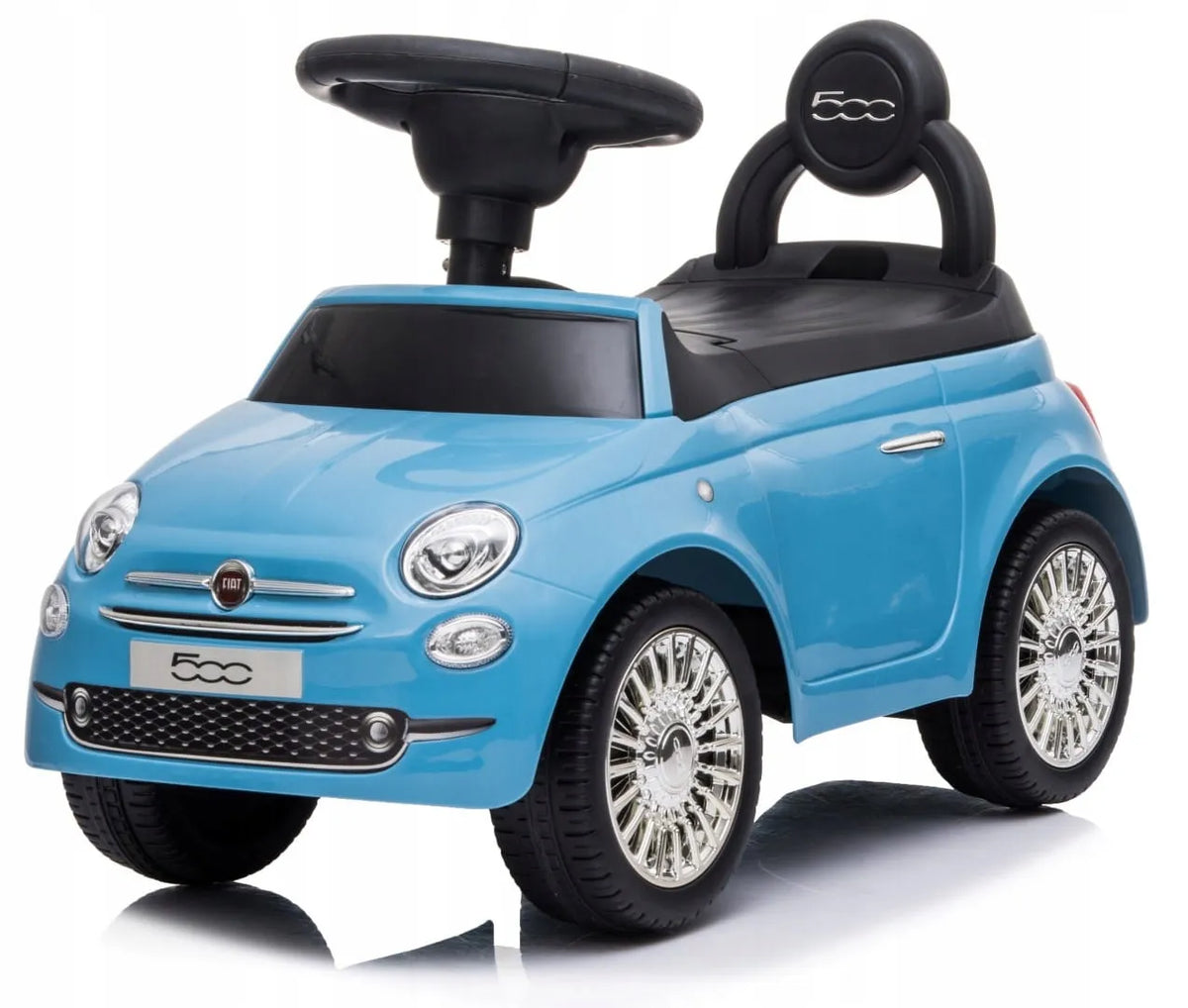 „Sun Baby“ „Fiat 500“ paspirtukas-automobilis, vaikštynė su daiktadėže, mėlynas