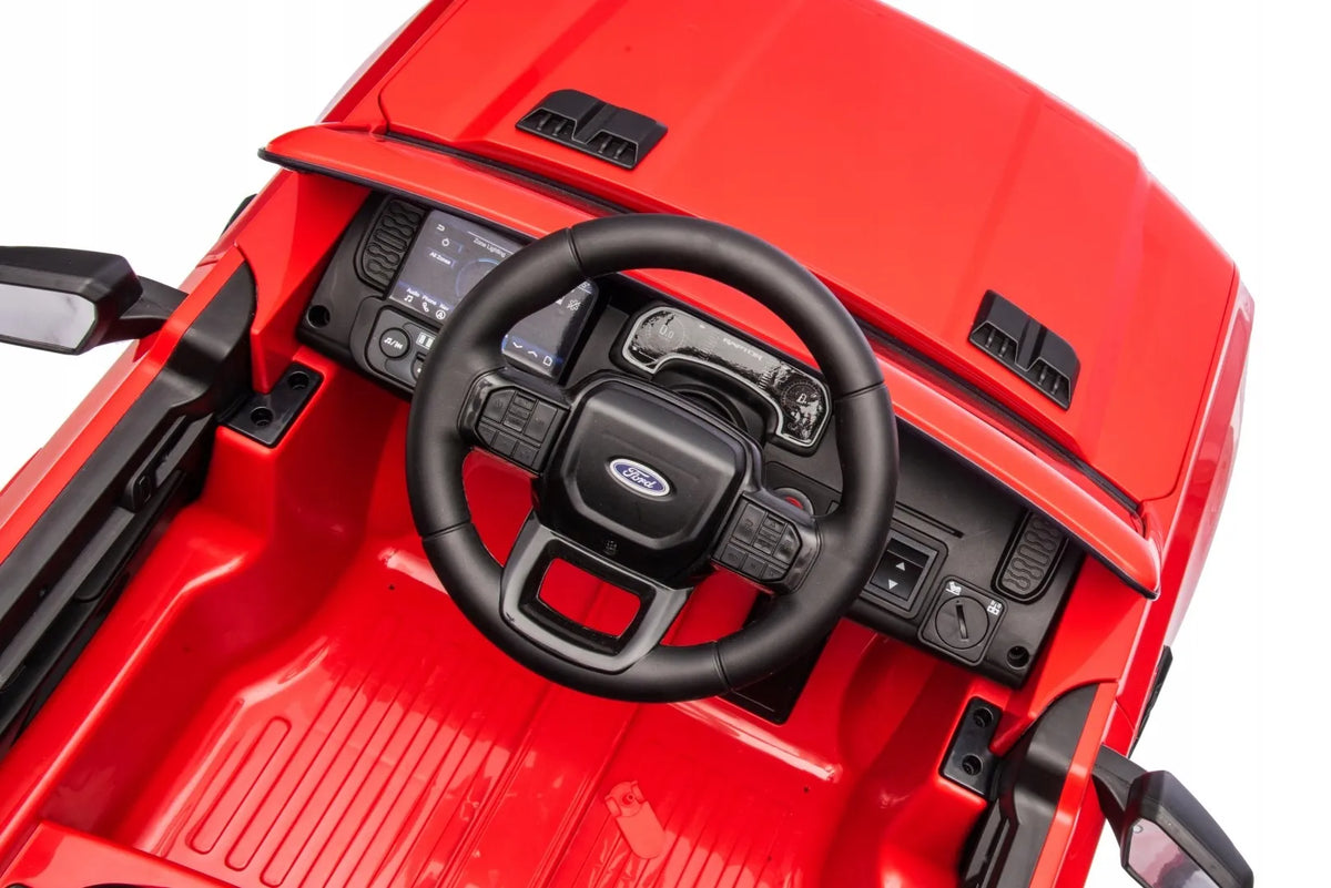 „Sun Baby Ford Raptor“ vaikiškas elektrinis automobilis, visureigis, raudonas, su nuotolinio valdymo pultu ir LED žibintais