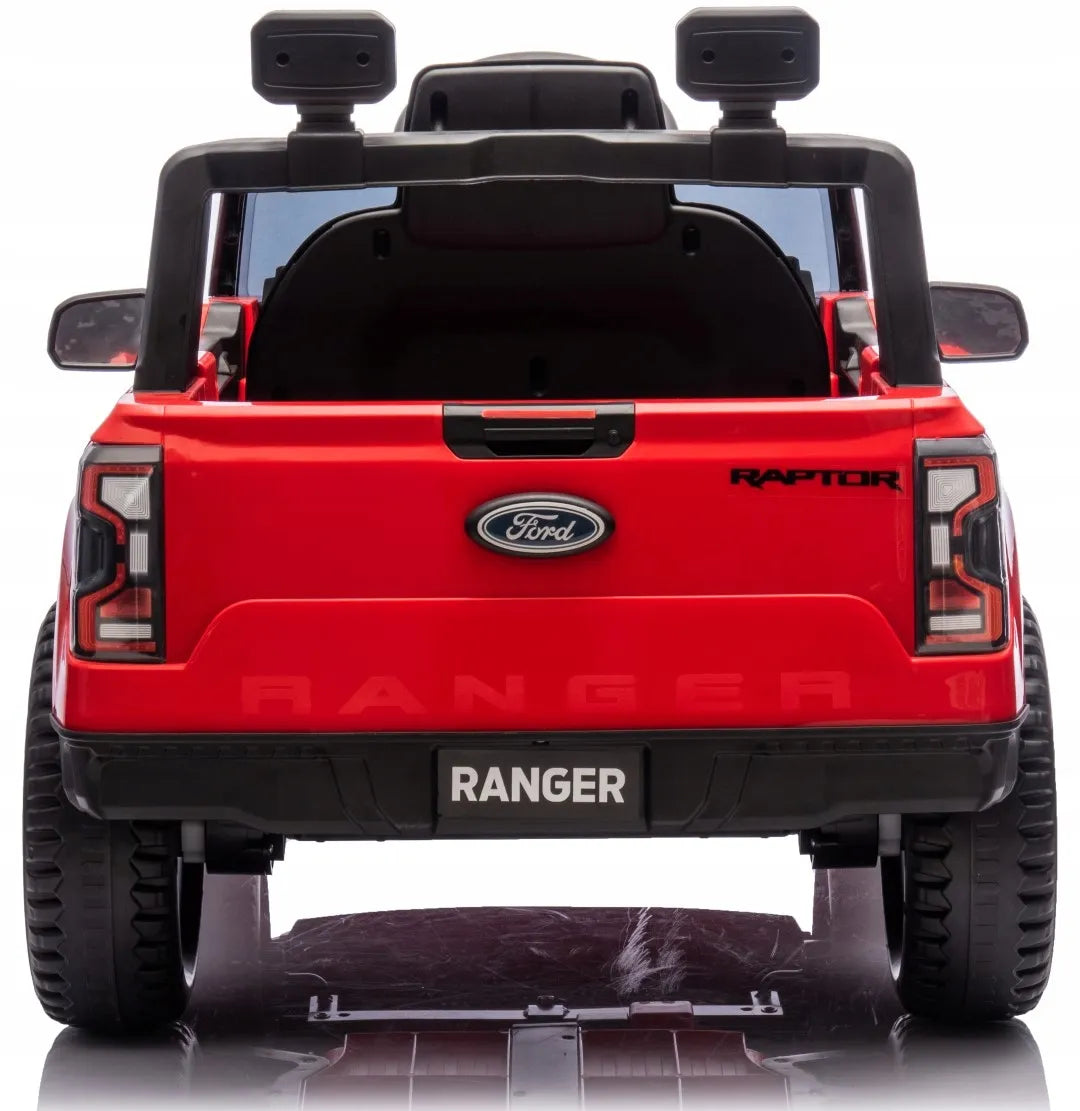 „Sun Baby Ford Raptor“ vaikiškas elektrinis automobilis, visureigis, raudonas, su nuotolinio valdymo pultu ir LED žibintais