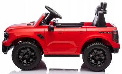„Sun Baby Ford Raptor“ vaikiškas elektrinis automobilis, visureigis, raudonas, su nuotolinio valdymo pultu ir LED žibintais